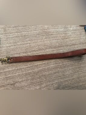J. Crew Vintage Brown Leather Belt with Gold Horse Buckle